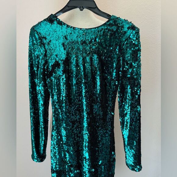 Dress The Population Natalie dress in emerald green sequins holiday cocktails XS - Picture 15 of 15